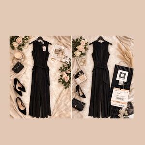Anne Klein Black Pleated Jumpsuit – Size 2 (NWT)